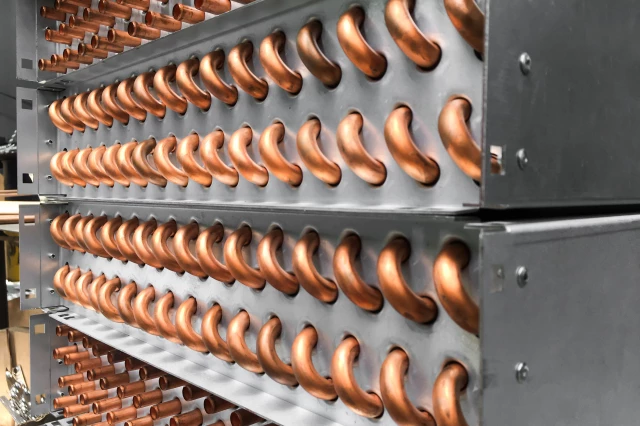 Closeup Foto Industri Row Coil Evap